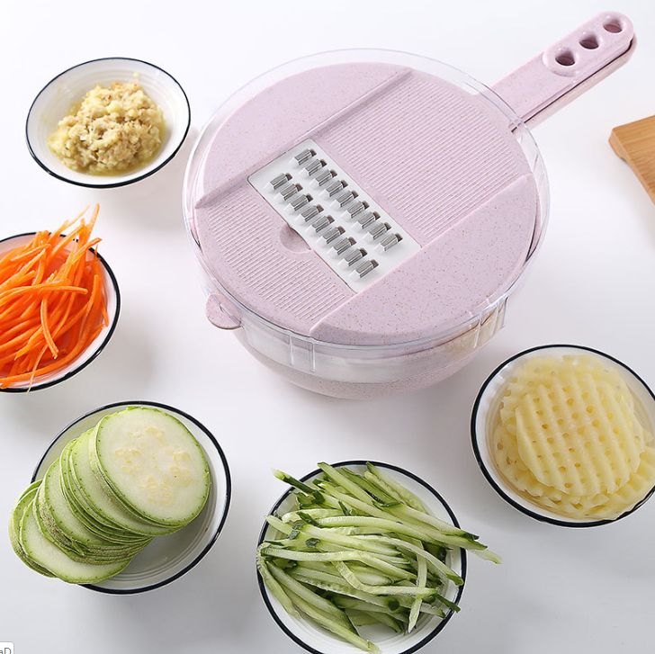 8 in 1 Vegetable Slicer, Chopper, Grater, Strainer, and Container