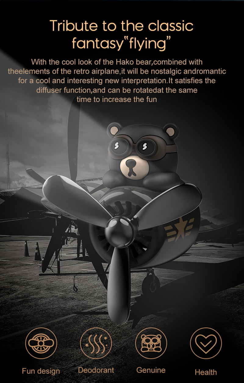 Ltesdtraw Silicone Car Air Freshener - Cartoon Bear Pilot Modeling