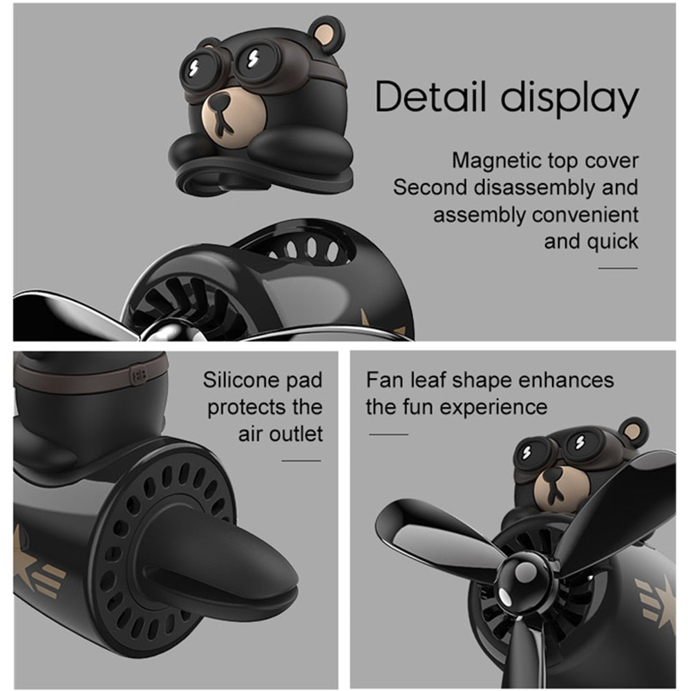 Tiyuyo Silicone Car Air Freshener - Cartoon Bear Pilot Modeling