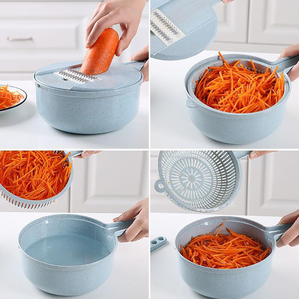 8 in 1 Vegetable Slicer, Chopper, Grater, Strainer, and Container